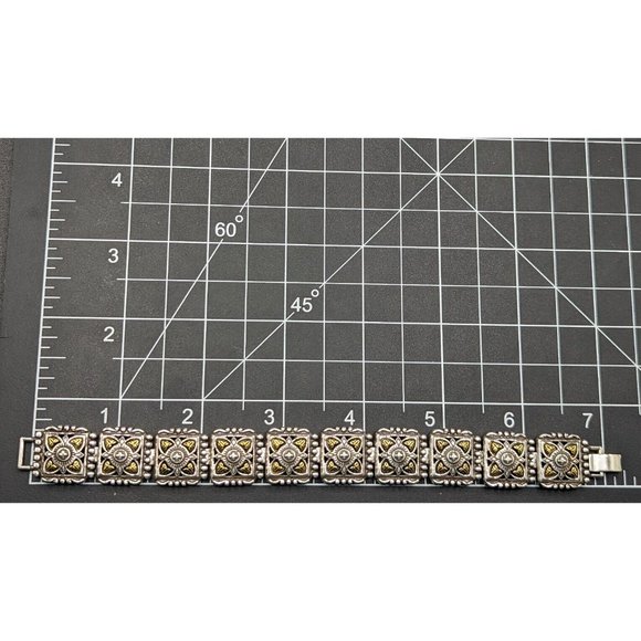 Brighton Detailed Two Tone Silver Gold Square Bracelet - Picture 5 of 12